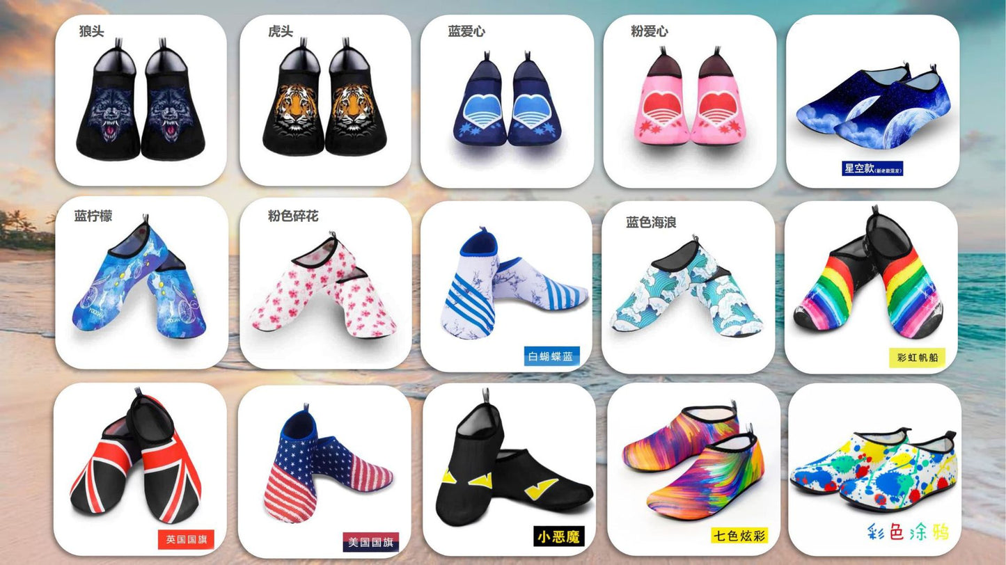 Cartoon Children's Beach Shoes Hard Sole Wading Shoes Diving Equipment Snorkeling Shoes and Socks Barefoot Swimming Shoes Diving Socks Quick-drying
