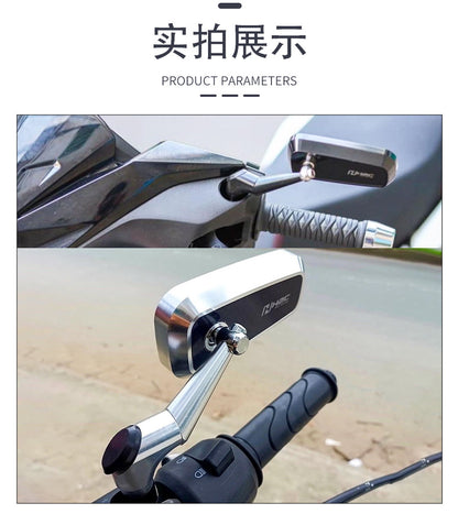 CNC aluminum rearview mirror electric motorcycle modification universal rearview mirror blue mirror anti-glare