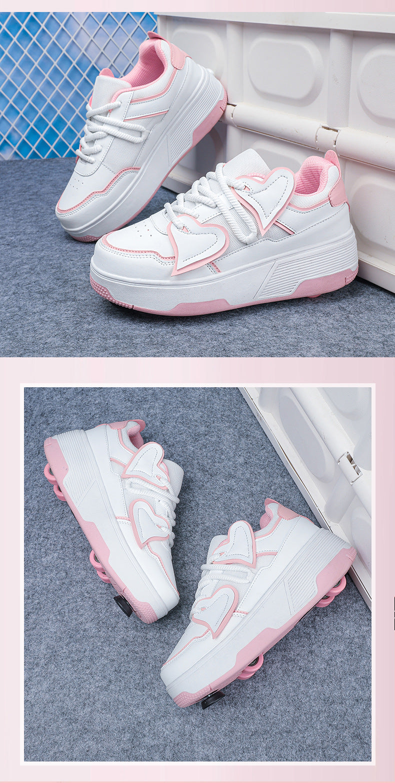 Cross-Border Supply of New Children's Four-Wheel Roller Skates for Girls and Primary School Students with Brakes and Invisible Pulley Sports Shoes