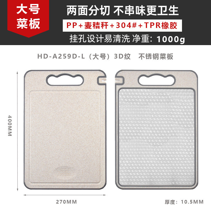 New in stock Amazon Explosions 3D Pattern Stainless Steel Cutting Board Titanium Cutting Board 304 Double-sided Cutting Board