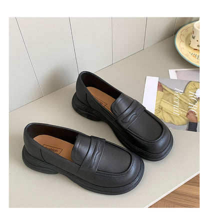 Thick-Soled Loafers British Style Slip-On White Shoes for Women 2025 New Versatile Toe-Toe Shoes Cross-Border Foreign Trade Women's Shoes