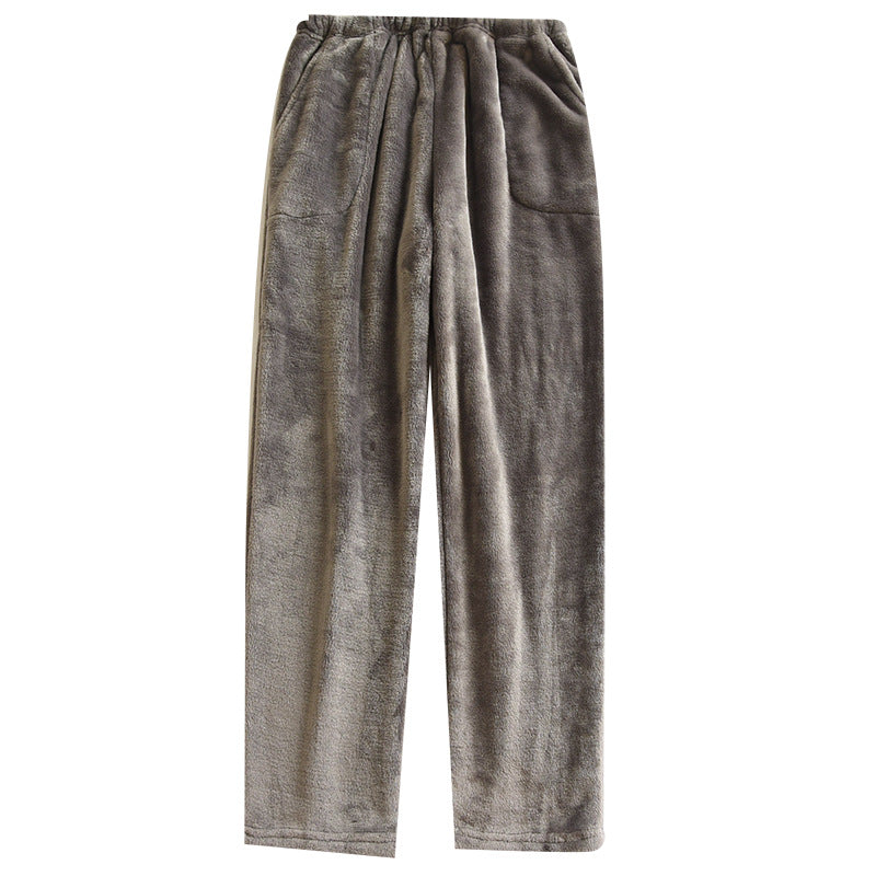 Flannel Women's Pajama Pants Fall/Winter Men's Loose Warm Simple New Couple's Home Pants Pants Winter One-Piece Hair