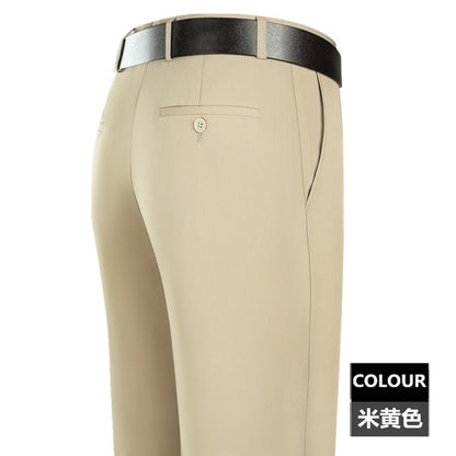 2025 New Summer Thin Mulberry Silk Middle-Aged Business Casual Straight Loose Wrinkle-Free Men's Pants