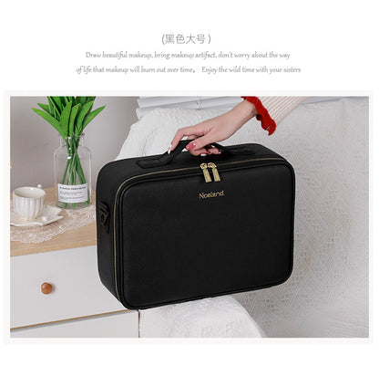 Cosmetic Bag with mirror with light large capacity makeup cosmetic storage bag portable travel removable partition bag