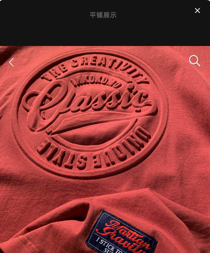 Concave-Convex Three-Dimensional Short-Sleeved T-Shirt for Men, American Retro Oversize Top, 3D Printed Letter T-Shirt, Cross-Border Trendy Brand