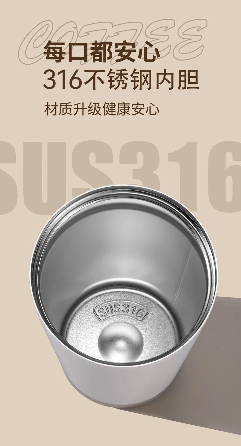 316 stainless steel Lily of the valley coffee cup double vacuum thermos cup high color value outdoor portable accompanying double drinking cup