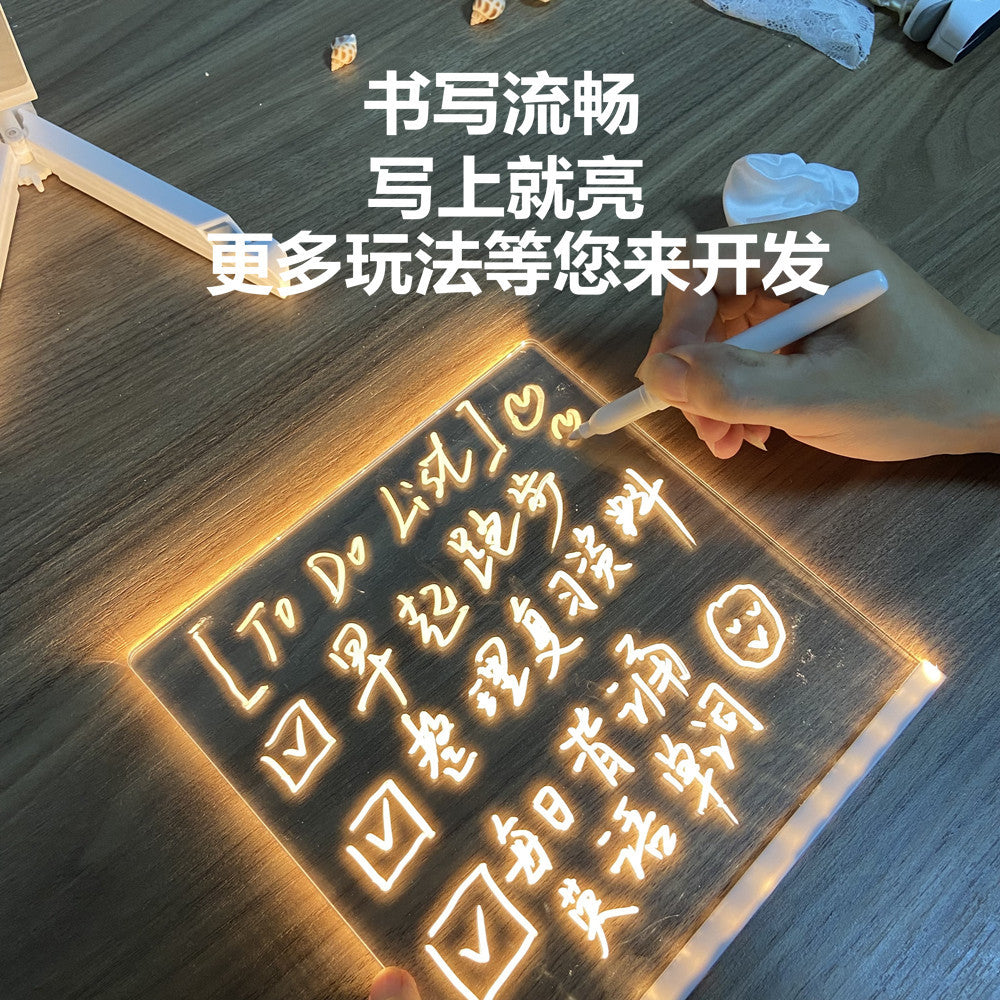 Children's Transparent Luminous Large Writing Board Household Erasable Small Whiteboard Acrylic Stand Message Board Cartoon with Light