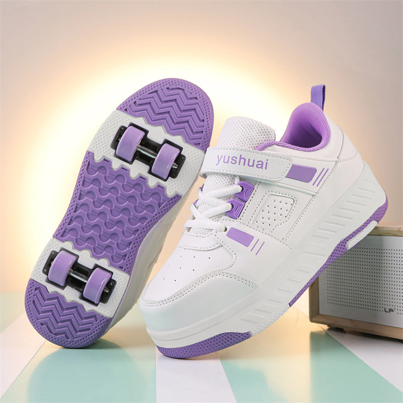 New heloo shoes two-wheel roller shoes children with wheels shoes girls skates student deformation shoes wholesale