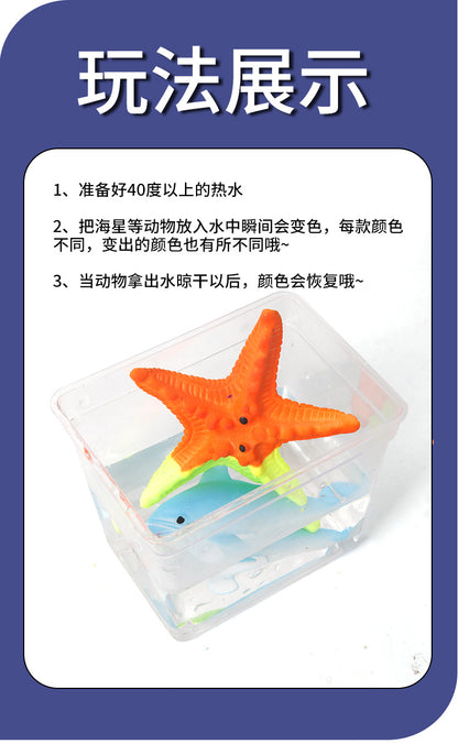 Cross-border new temperature-variable marine animal model meets warm water color change dolphin shark starfish model toy wholesale