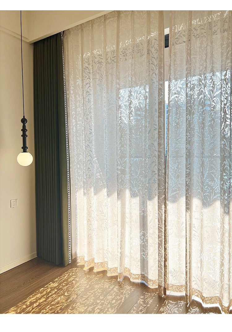 Ankra Brown Shading Bedroom Curtain New Full Shading Living Room High-Level Light Luxury Chenille Cream Curtain