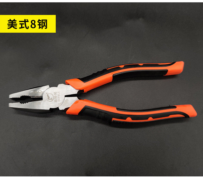 Pliers European Chrome Vanadium Steel Wire Pliers Source Factory Pvc Plastic Handle Tiger Pattern Vise 8inch Large Quantity Discount Pliers