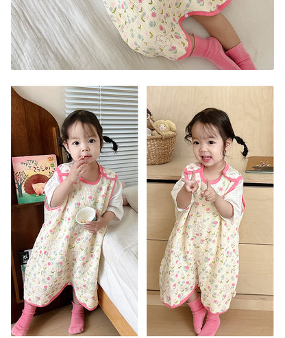 Baby Vest Sleeping Bag Summer Thin Gauze Pure Cotton Baby Kick-proof Sleeveless Children's Pajamas Air-conditioned Room Anti-cold