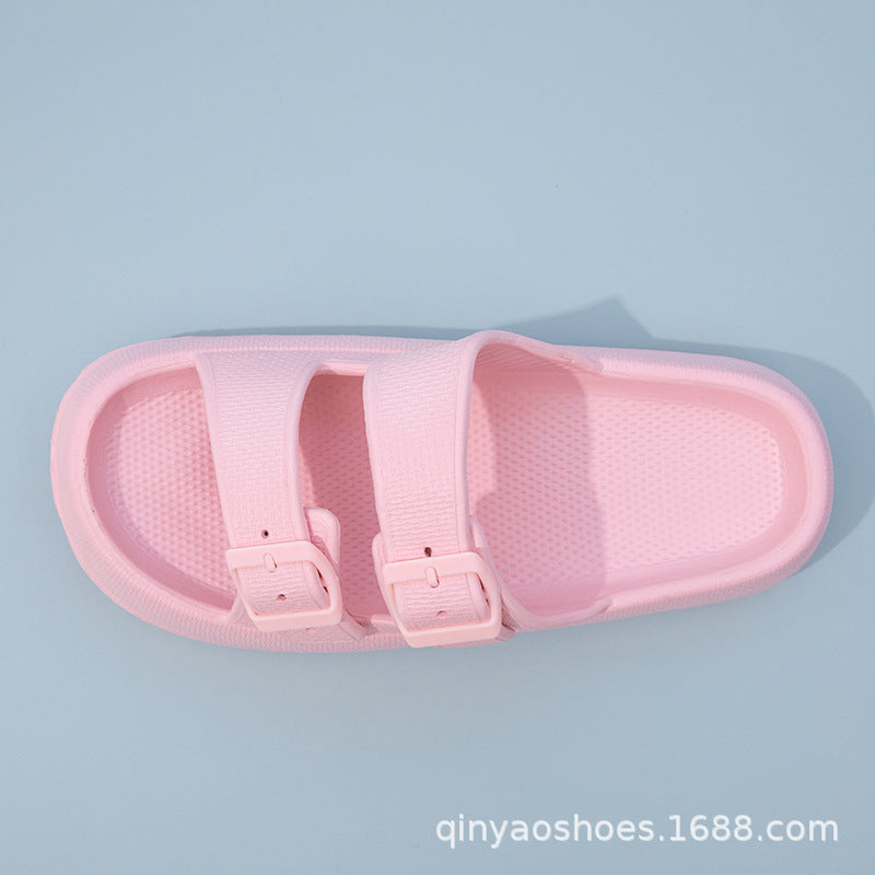 Double Strips Feeling EVA Slippers Women's Summer Bathing Slippers Home Sandals Men's Outdoor Beach Sandals