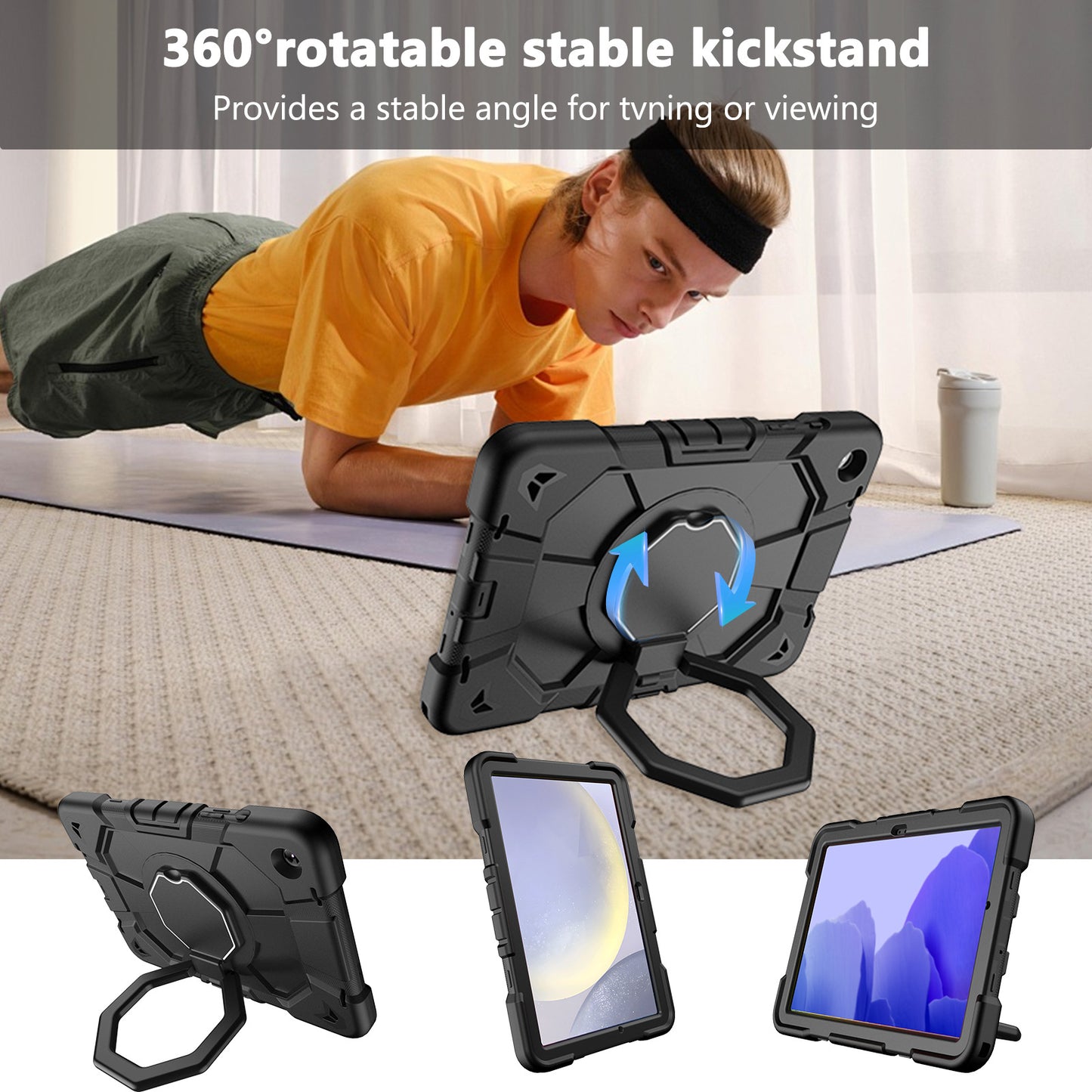 Suitable for Samsung Tab A9+ Tablet Protective Cover Satchel A9Plus Silicone Rotating Stand Kidsren's Anti-Fall Shell