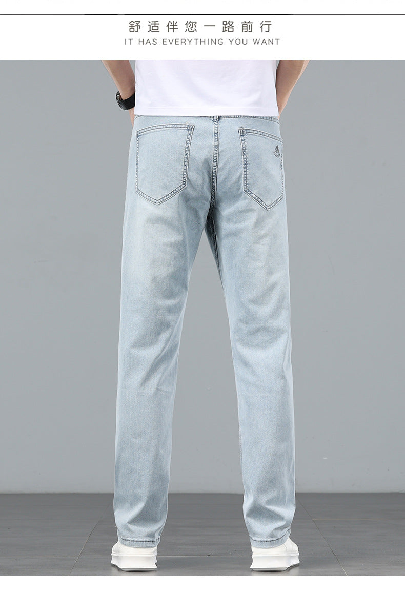 Lyocell Tencel Jeans Men's Straight-Leg Loose 2025 New Men's Pants Summer Thin Ice Silk Ultra-Thin Pants
