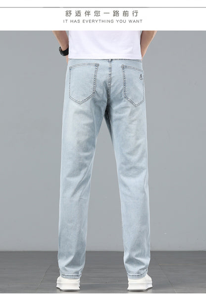 Lyocell Tencel Jeans Men's Straight-Leg Loose 2025 New Men's Pants Summer Thin Ice Silk Ultra-Thin Pants