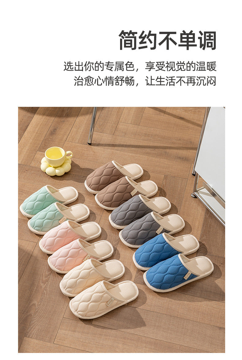 Spring and Autumn Cotton Slippers for Women, All Seasons, Winter, Indoor Home Use, Cotton and Linen Non-Slip Home Couple Wholesale Hemp Slippers for Men