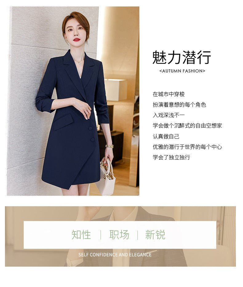 High-end gray professional dress autumn temperament jewelry store work clothes hotel front desk work clothes reception formal wear