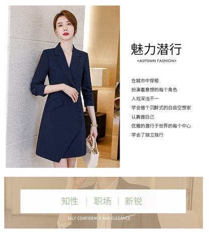 High-end gray professional dress autumn temperament jewelry store work clothes hotel front desk work clothes reception formal wear