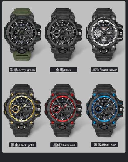 Sanda Hot-Selling Watch Korean Version Student Party Multi-Functional Waterproof Alarm Clock Electronic Watch Cool Dual Display Luminous Sports Watch by PDG ibma