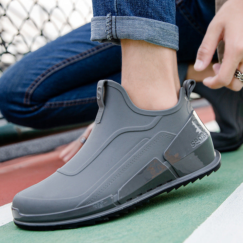 Cross-border Explosions Fashion Rain Boots Men's Non-slip Rubber Shoes Thick Sole Wear-resistant Outer Wear Rain Boots Non-slip Kitchen Water Shoes Men