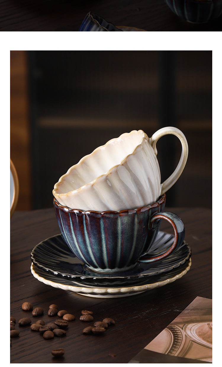 Retro High-grade Sense Striped Kiln Change Ceramic Cup Hotel Home Office Milk Coffee Cup Afternoon Tea Drinking Cup