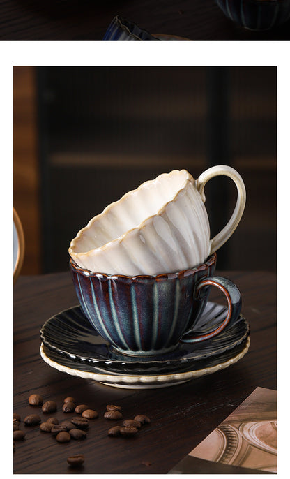 Retro High-grade Sense Striped Kiln Change Ceramic Cup Hotel Home Office Milk Coffee Cup Afternoon Tea Drinking Cup
