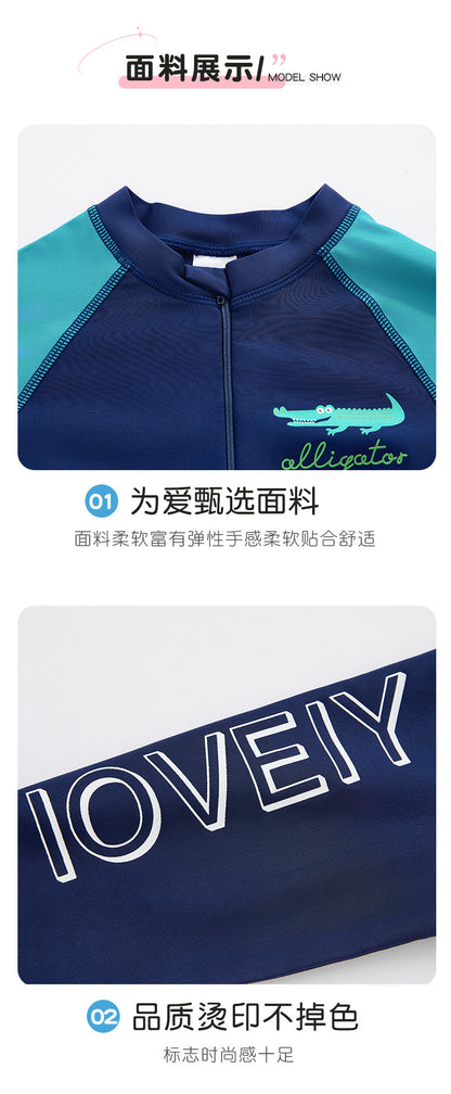 Summer New Children's Swimsuit Big Children's Long-sleeved Sunscreen Suit Boy's Swimsuit Comfortable Fit Student's Swimsuit