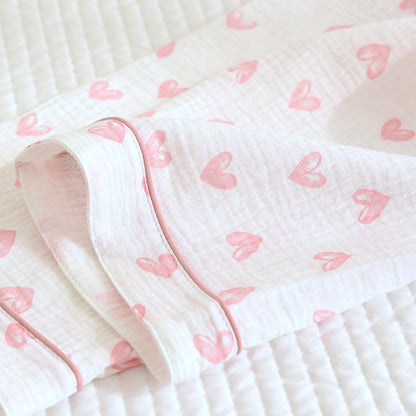 Various Style Spring and Summer Cotton Crepe Pajamas Sweet Three-Piece Short-Sleeved Trousers Spring and Autumn Loose Casual suit