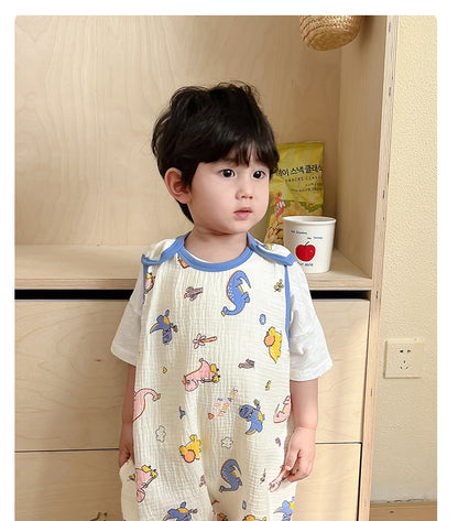 Baby Vest Sleeping Bag Summer Thin Gauze Pure Cotton Baby Kick-proof Sleeveless Children's Pajamas Air-conditioned Room Anti-cold