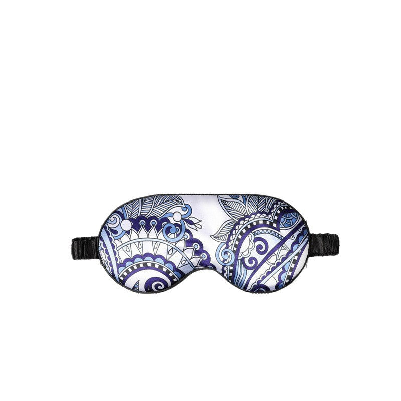 Mulberry Silk Eye Mask, Ice Silk Imitation Silk, Chinese Style Color, Satin Silk Light-Blocking Eye Mask for Sleep, Printed, in Stock Wholesale