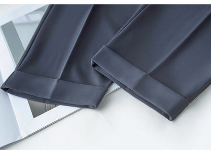 New Style Ice Silk Suit Pants for Petite Women, Cropped Straight-Leg Pants, Summer Thin Cigarette Pants, Free Shipping