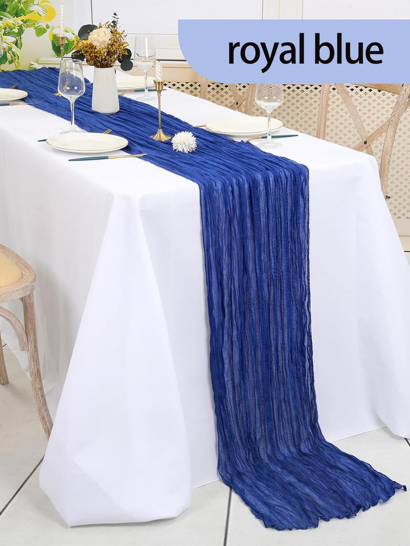 Cross-border foreign trade wholesale Bali yarn wrinkled table flag twist table flag tablecloth wedding party decoration wrinkled table flag