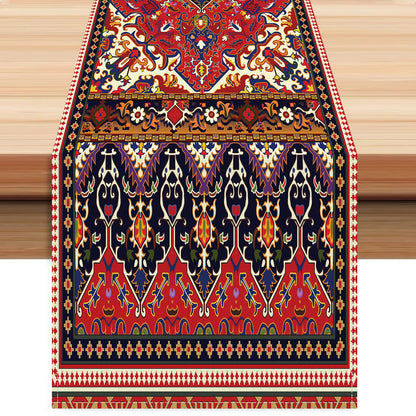 New European Style Textured Printed Table Flag Cross-Border Linen Restaurant Decoration Bohemian Style Long Tablecloth Wholesale