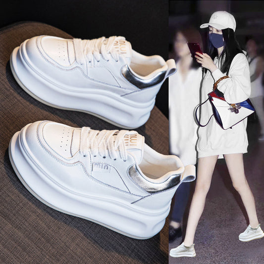 Thick-Soled White Sneakers for Women 2026 Spring and Autumn Hot-Selling Genuine Leather Breathable Sneakers for Women, Super Popular Versatile Casual Platform Shoes by PDG ibma