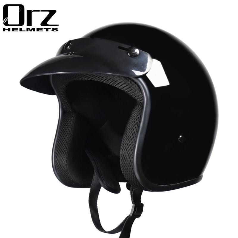 Cross-border retro helmet personality men's and women's leather helmet electric car helmet 3/4 summer helmet half helmet scooter four seasons universal