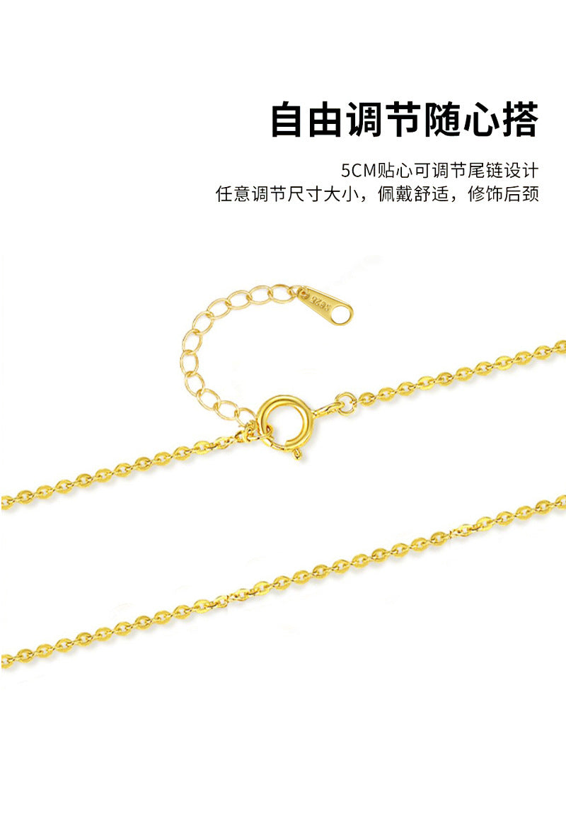 S925 Sterling Silver Clavicle Necklace Women's Summer Hetian Jade Fish Tail Pendant Simple Accessible Luxury Niche High-End Accessories
