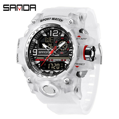 Sanda Hot-Selling Watch Korean Version Student Party Multi-Functional Waterproof Alarm Clock Electronic Watch Cool Dual Display Luminous Sports Watch by PDG ibma
