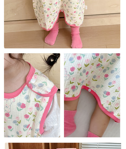 Baby Vest Sleeping Bag Summer Thin Gauze Pure Cotton Baby Kick-proof Sleeveless Children's Pajamas Air-conditioned Room Anti-cold