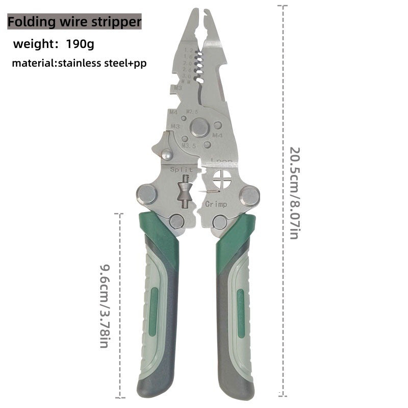 Foldable Wire Stripping Pliers Multifunctional Wire Stripping and Crimping Pliers Manufacturer Wholesale Industrial Grade Screwable Wire Stripping Pliers