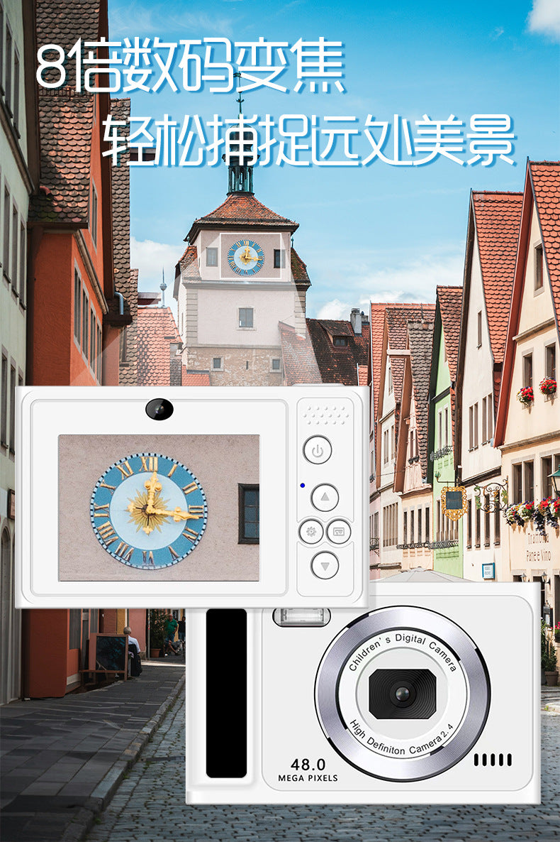 Explosions student campus camera CCD entry-level portable small high-definition digital card machine double camera can take selfies