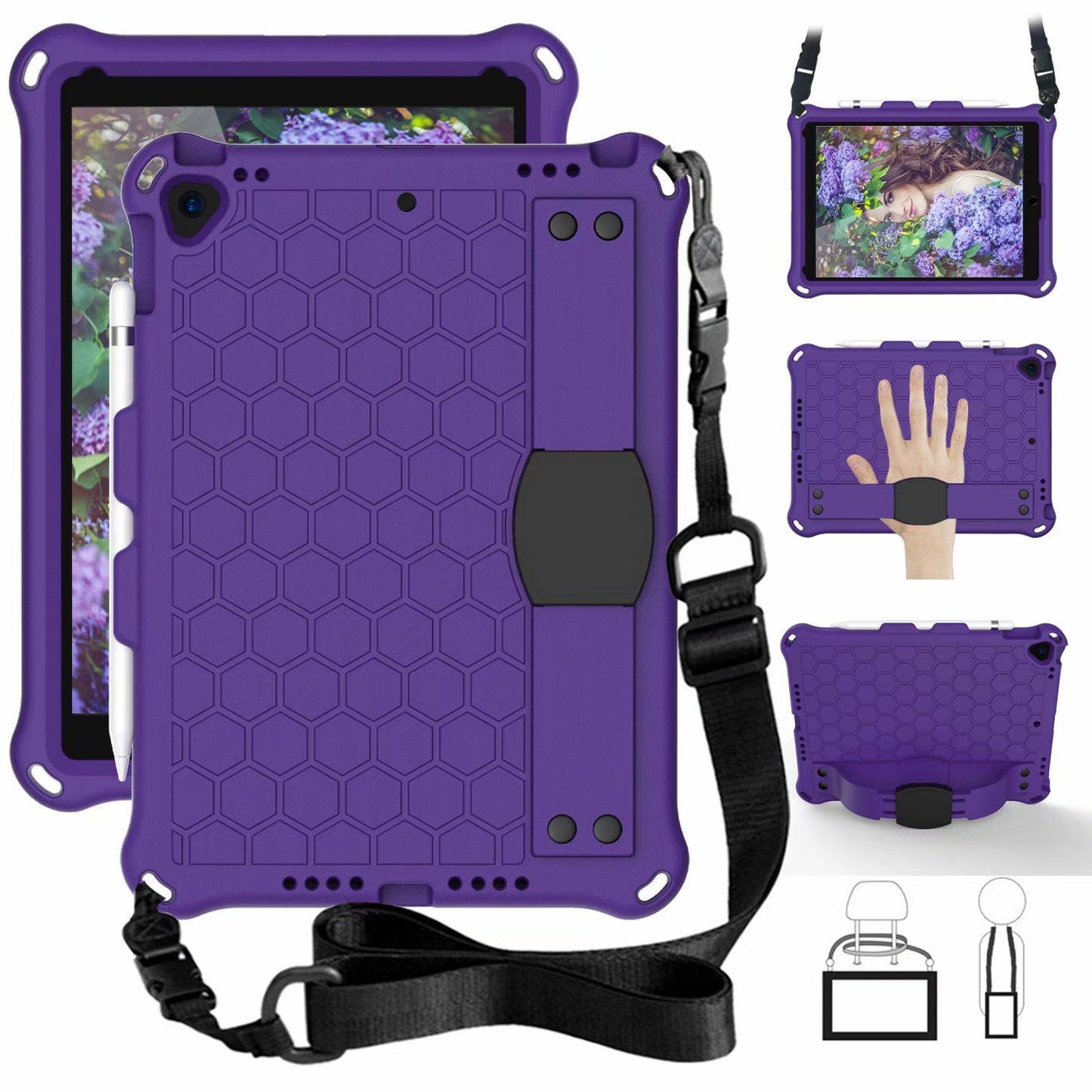 Applicable to iPad air4 10.9 honeycomb protective case ipad9.7 tablet computer case 10.2 strap protective case