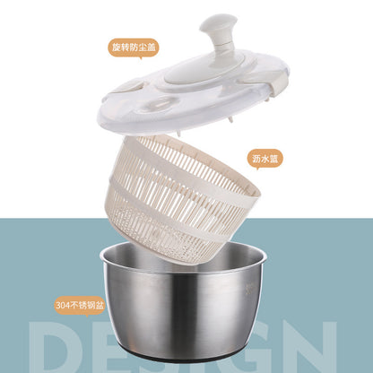 304 Vegetable Salad Dehydrator Kitchen Vegetable Washing Hand Dryer Double-Layer Drain Vegetable Washing Basin Fruit and Vegetable Dryer