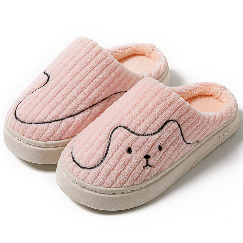 Cotton Slippers for Women in Autumn and Winter Cartoon Indoor Non-Slip Dormitory Home Warm Couple Plush Cotton Shoes for Men