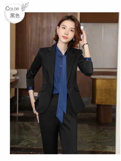 2023 autumn and winter professional style suit female manager professional attire temperament goddess fan sense suit suit pink small suit