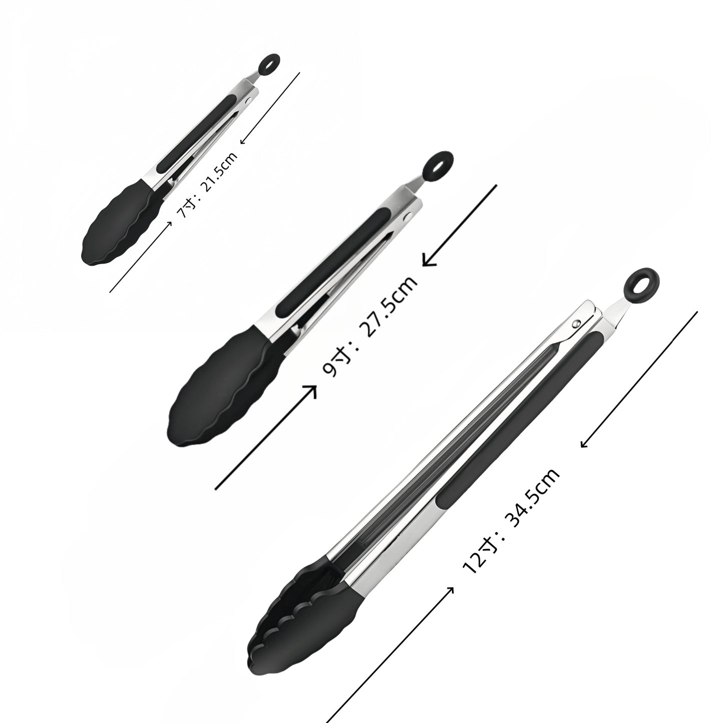 Cross-Border High-Temperature Resistant Steak Grilling Tongs 430 Stainless Steel Anti-Scalding Thickened Barbecue Tongs Kitchen Tools Food Tongs