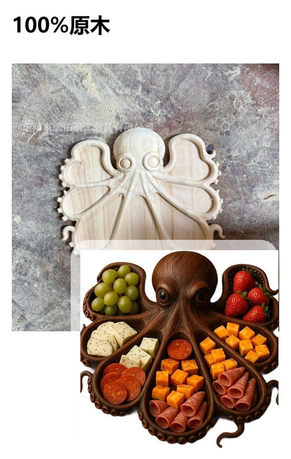 Tray wooden octopus shape creative snacks melon seeds fruit plate platter cross-border new Octopus Charcute