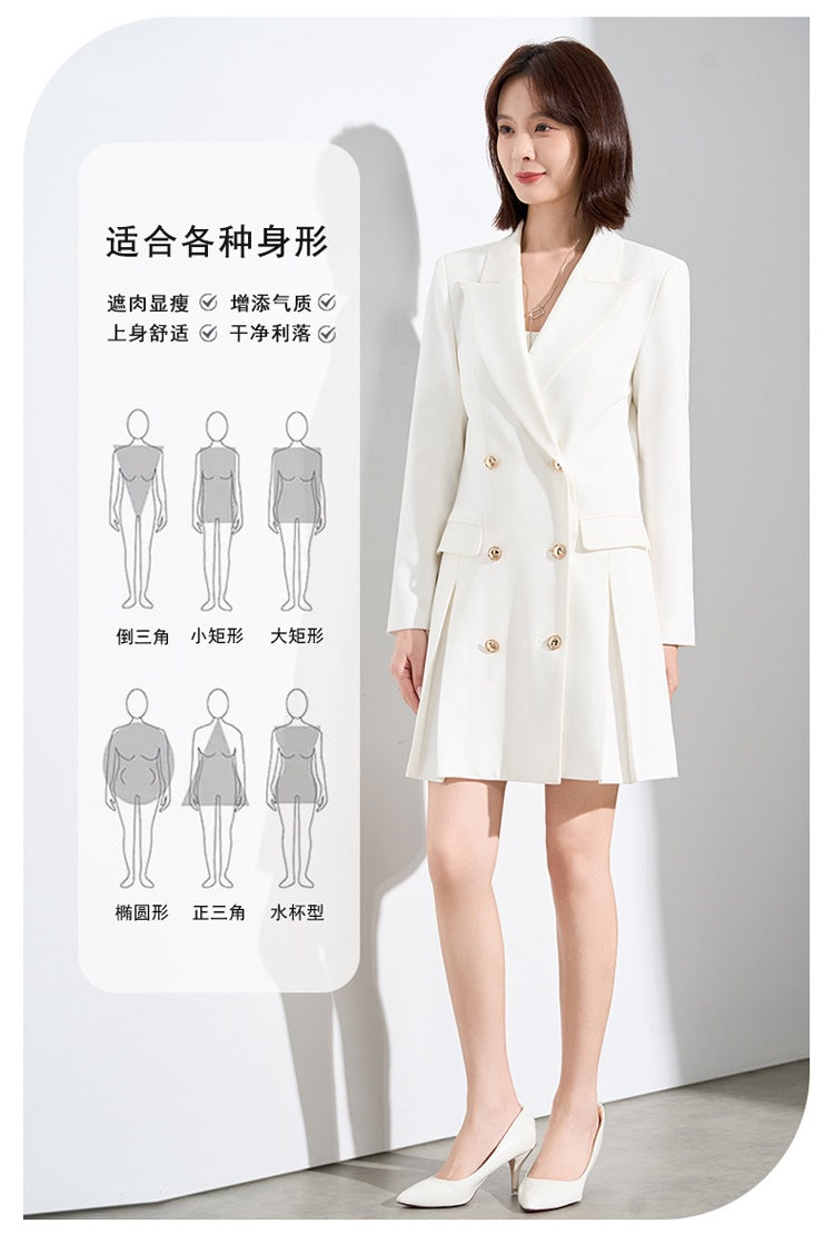 French Hepburn Style Small Black Dress High Sense High Cold Royal Sister Fried Street Small Fragrance Style Pleated Professional Suit dress Summer