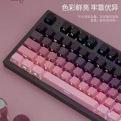 Polar Daylight Side Engraved Transparent Keycap PBT Micro Sand Surface 133 Key Dip Dye Six Color Gradient Personality Adaptable Mechanical Keyboard