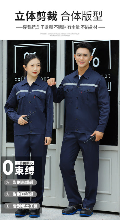 Pure Cotton Thin Summer Long Work Clothes Suit Wear-Resistant, Breathable and Sweat-Absorbent Welder Shipyard Factory Workshop Suit